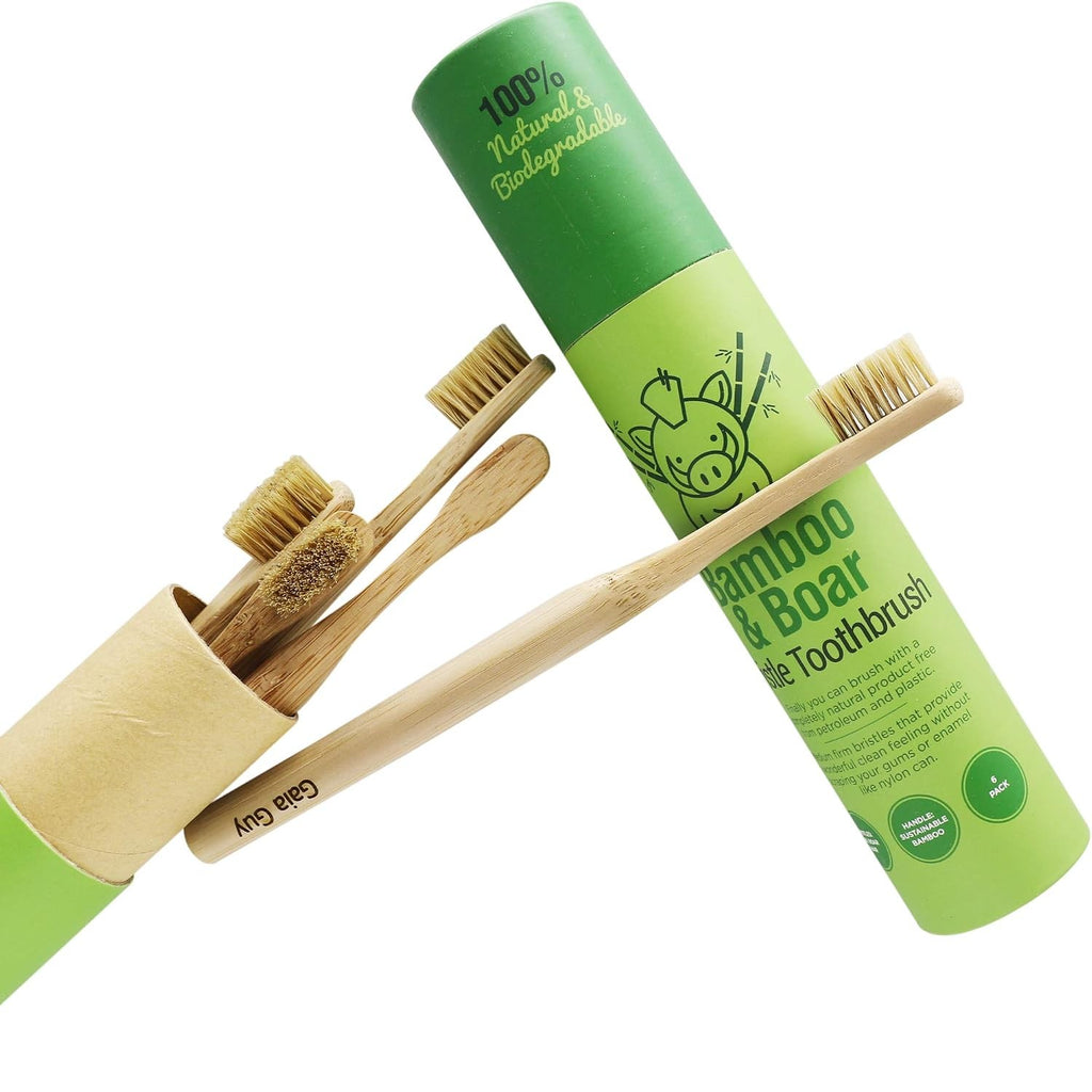 Natural Bamboo Toothbrush with Boar Bristles - Eco-Friendly, Biodegradable, No Nylon