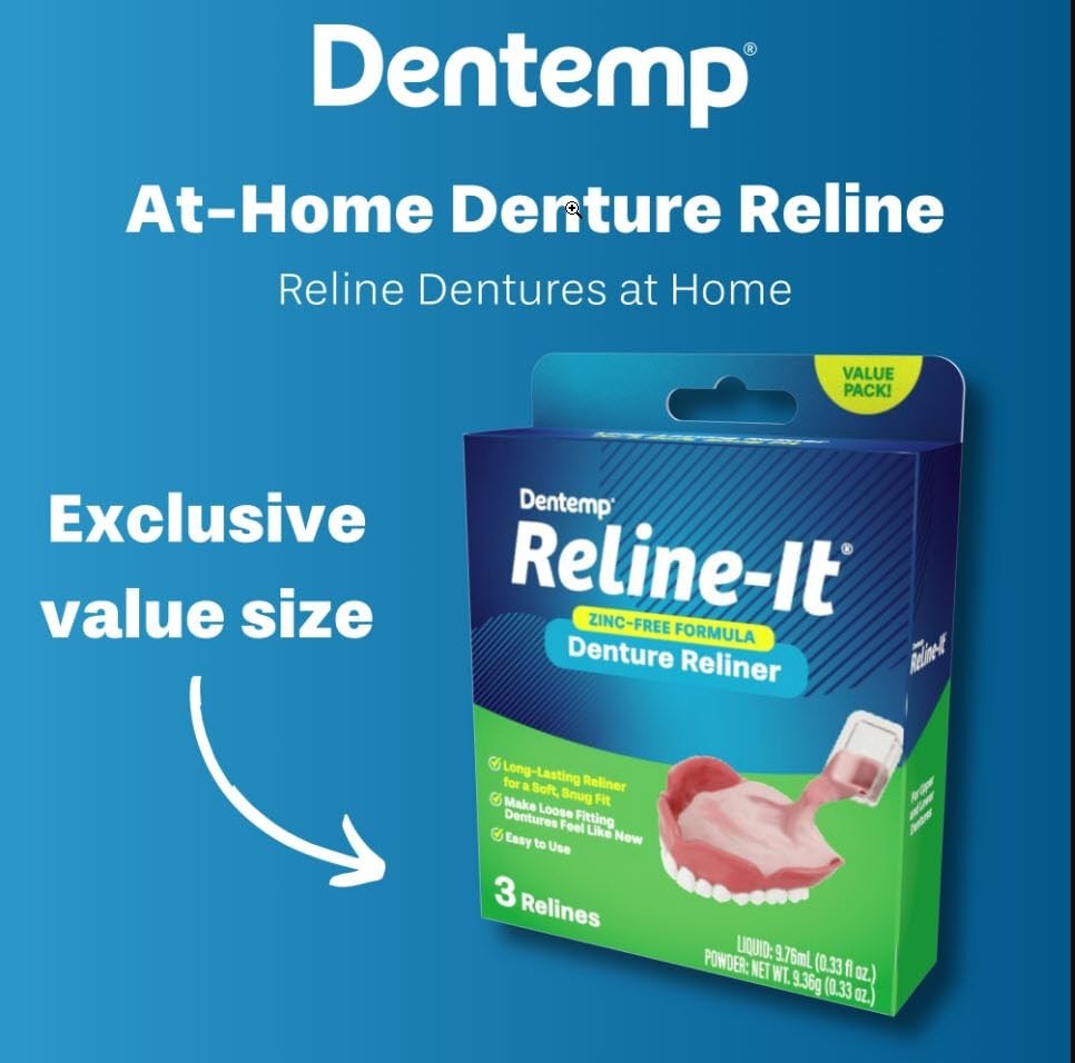 Denture Reline Kit - Advanced Formula 3 Pack for Upper & Lower Dentures