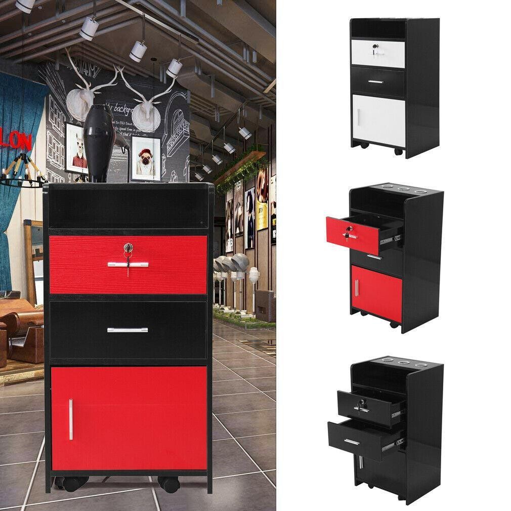 Salon Storage Cart with Locking Cabinets & Hair Dryer Holder - Mobile Trolley