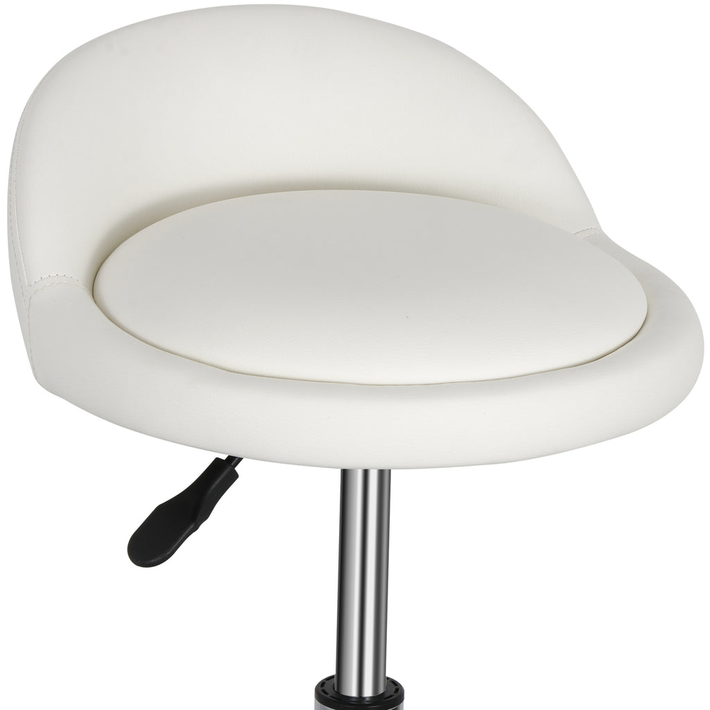 Adjustable Hydraulic Swivel Salon Stool with Backrest - White