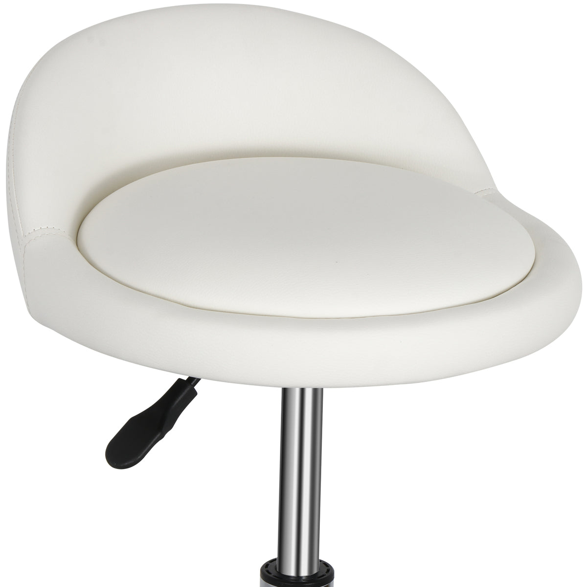 Adjustable Hydraulic Swivel Salon Stool with Backrest - White