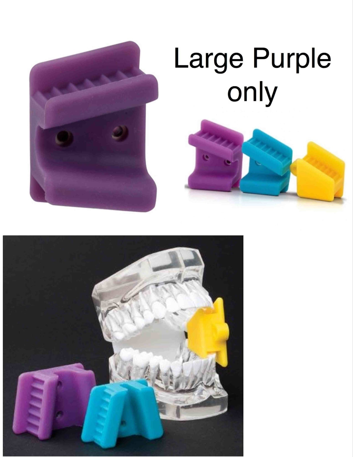 Silicone Mouth Props Bite Blocks, 2 Large Purple for Dental or Tattoo Piercing