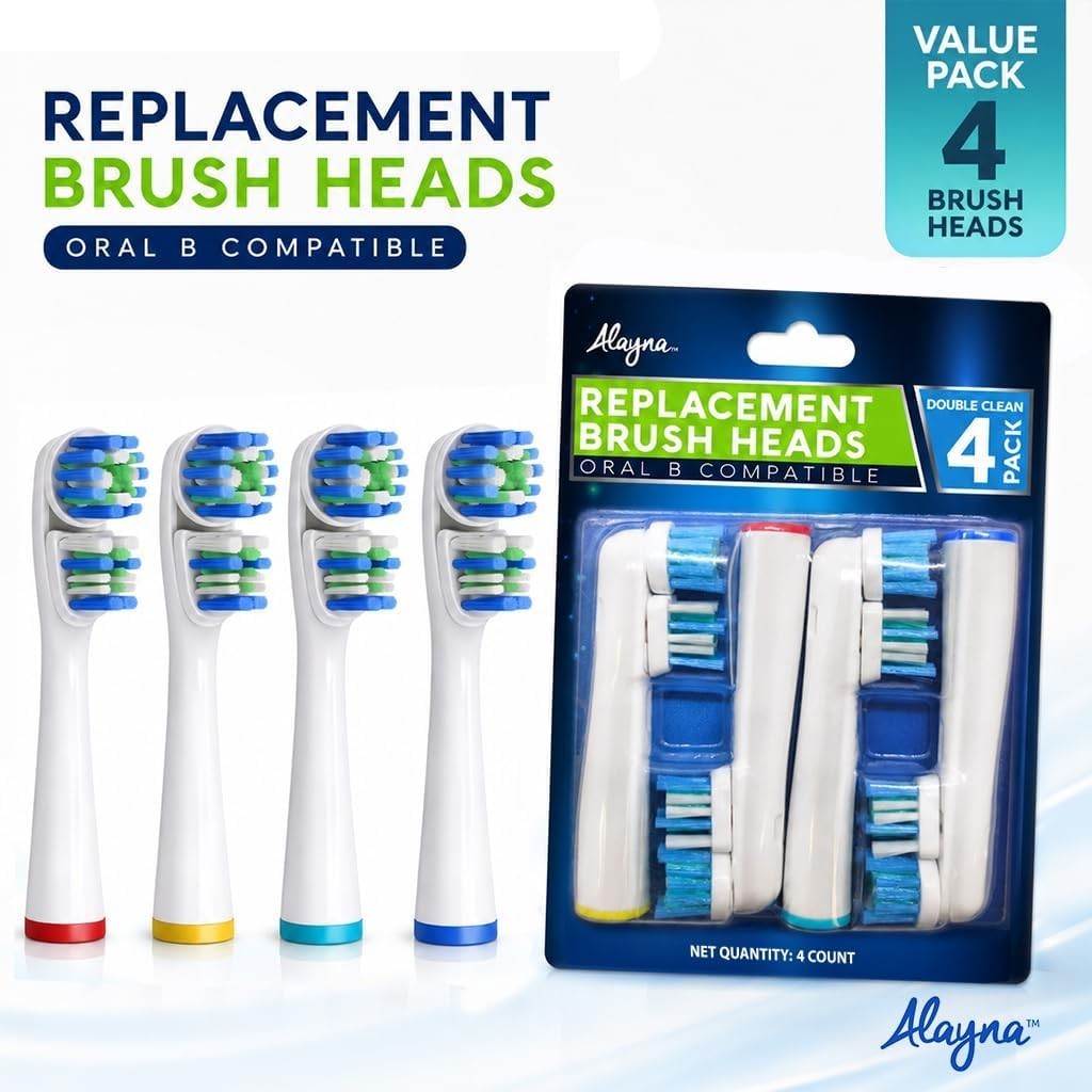 Replacement Oral-B Brush Heads 4-Pack Double-Head Design for Superior Cleaning