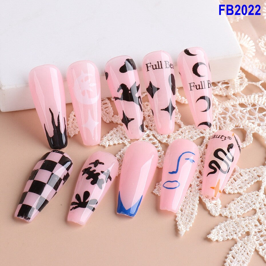 Holographic Nail Foil Transfer Stickers 10pcs Snake Heart Star Decor