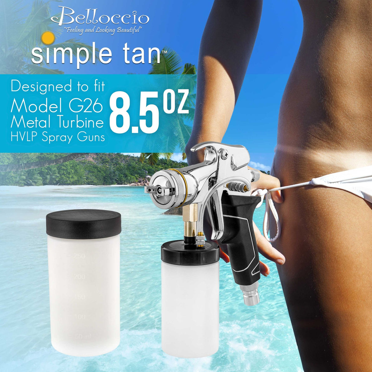 Spray Tanning Solution Cups with Lids - Fits G26 Turbine Gun, Pack of 3
