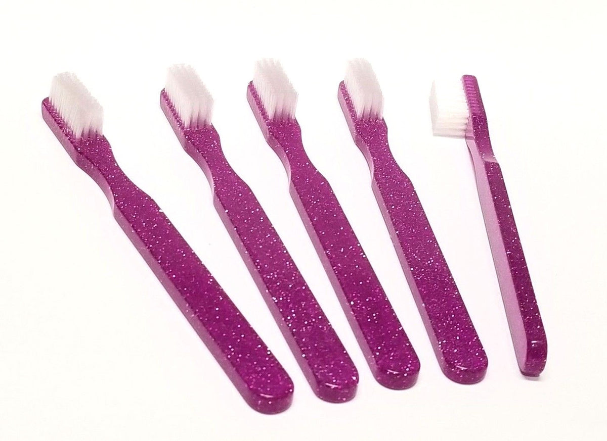 15-Pack Purple Sparkle Vintage Designer Toothbrush with Nylon Bristles - Fun New