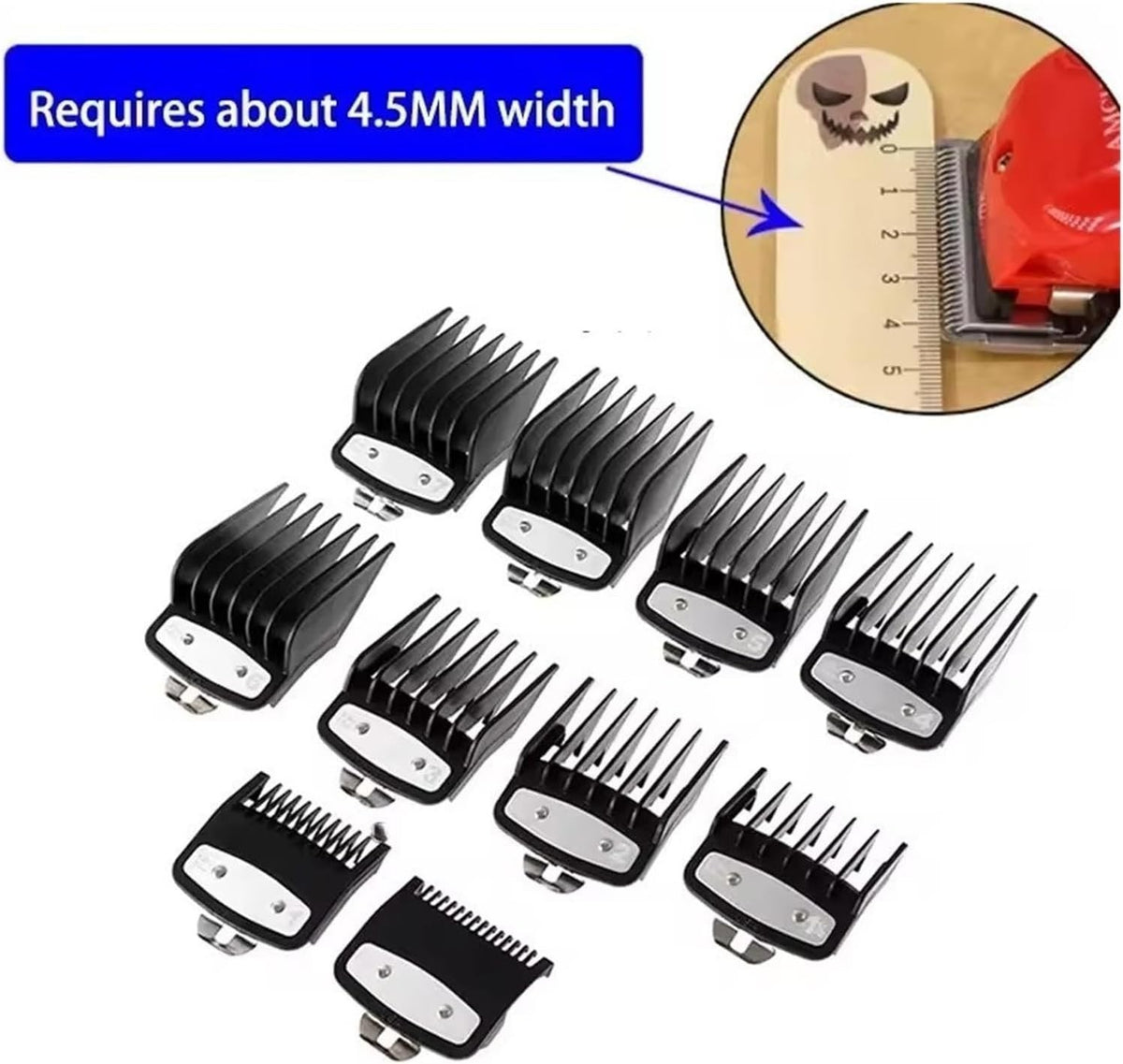 8Pcs Hair Clipper Guide Comb Set Universal Trimmer Attachments Silver