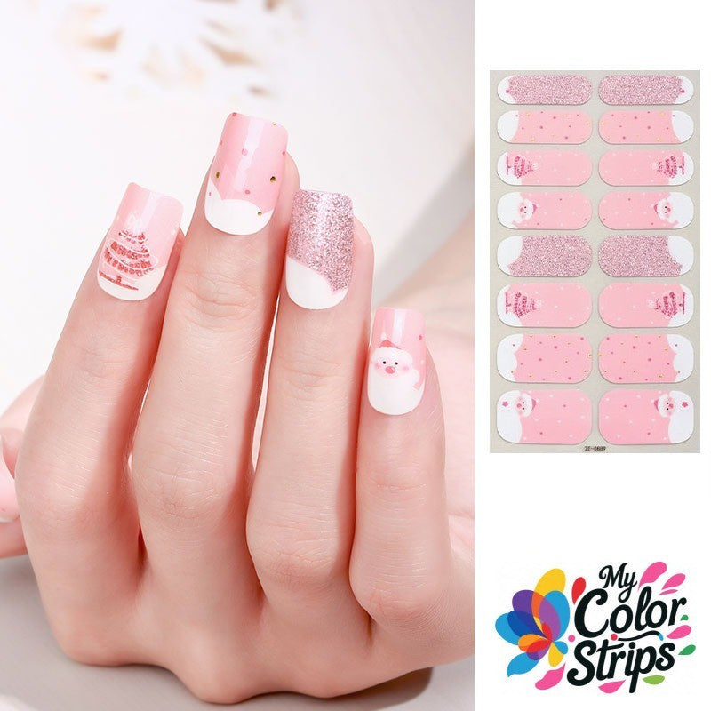 Full Size Christmas Nail Wraps Stickers Set - Holiday Nail Art Self-Adhesive Strips USA