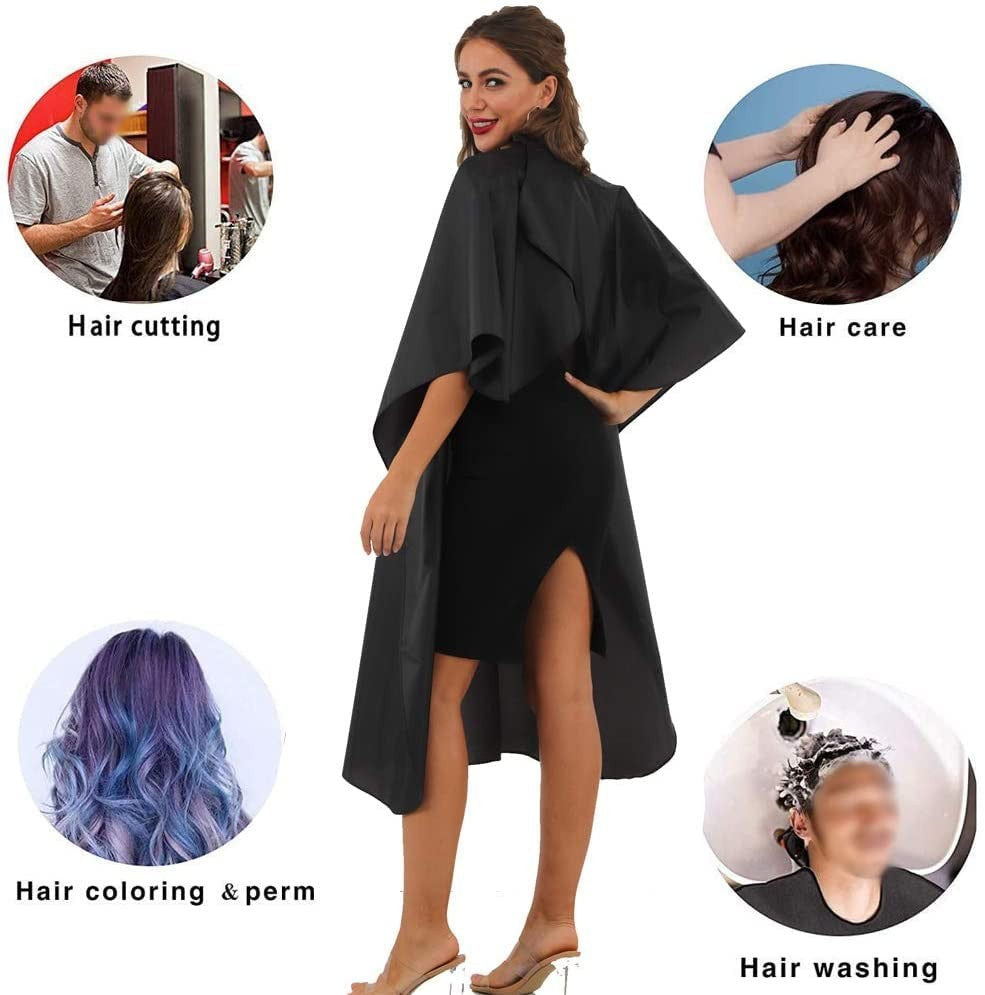 Black Waterproof Hair Cutting Capes Pack of 5 for Salon & Home Use