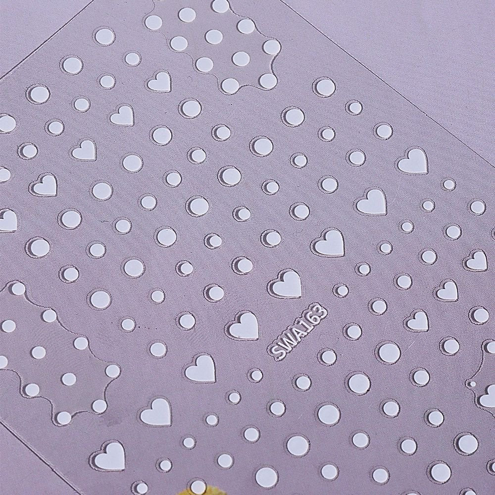 Polka Dots Nail Art Stickers Small Hearts Black White 2 Colors Self-Adhesive Sheet