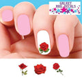 Waterslide Flower Nail Decals Set of 20 Red Roses for Nail Art