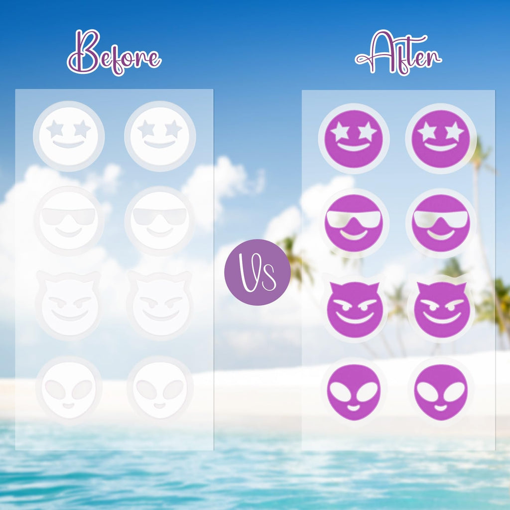 80 Pcs Waterproof UV Sunscreen Detection Stickers for Kids & Adults