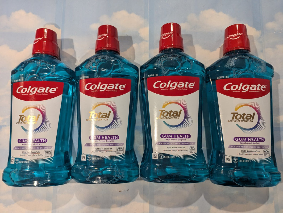 Total Gum Health Mouthwash - Antibacterial 24H Oral Care, 4-Pack, 33.8 Fl Oz