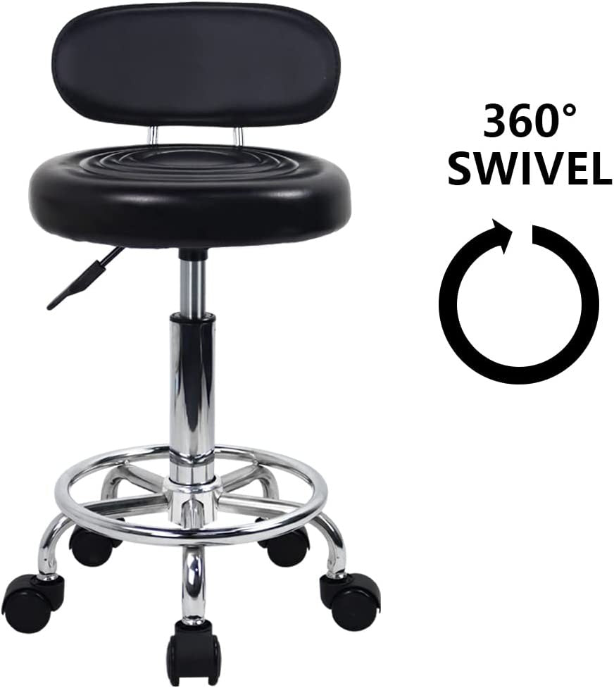 Adjustable Salon Stool Chair with Swivel & Backrest - Nail & Spa Chair