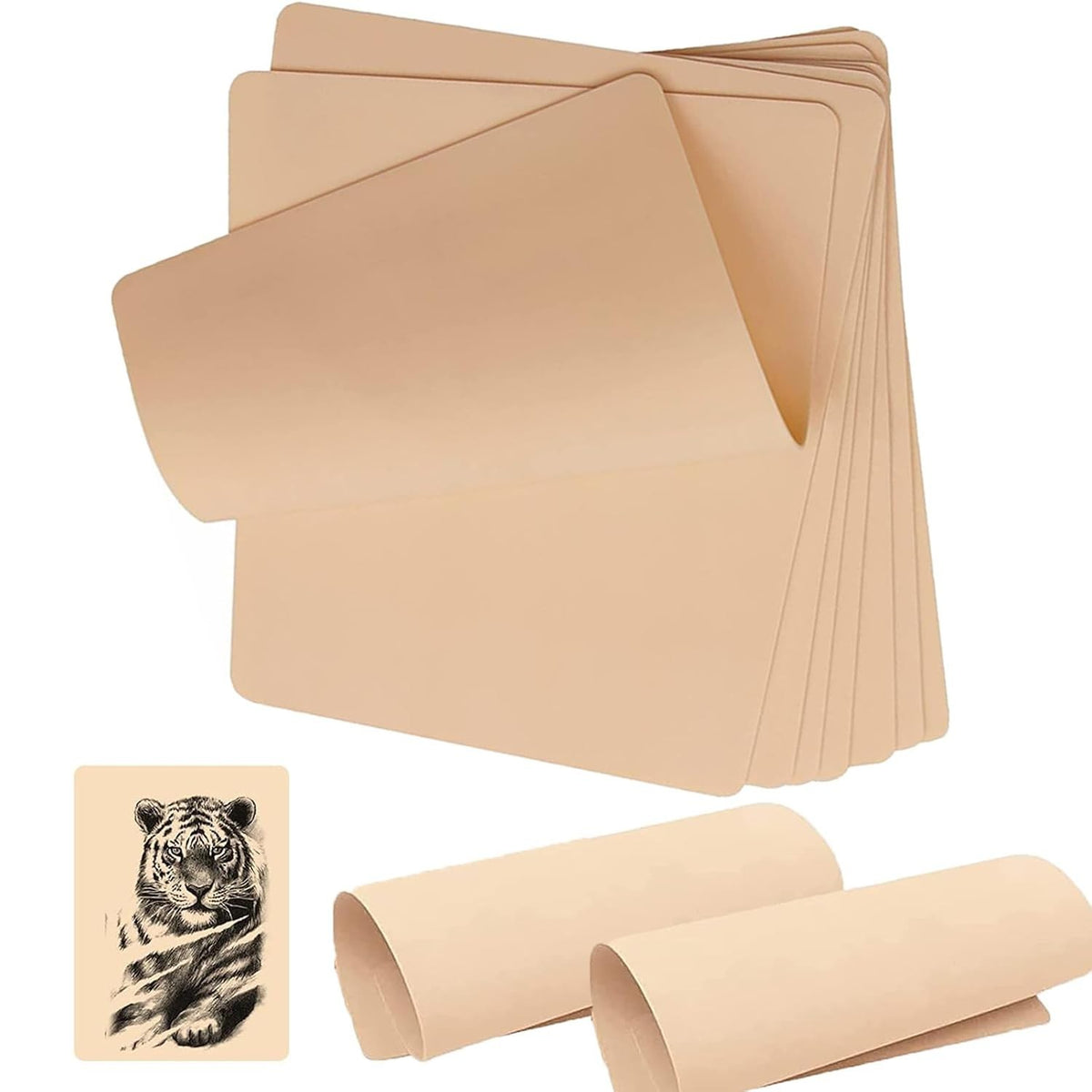 Tattoo Practice Skin Set – Double-Sided, 7.4 x 5.6 in, 1.3 mm Thick, 10 Pieces
