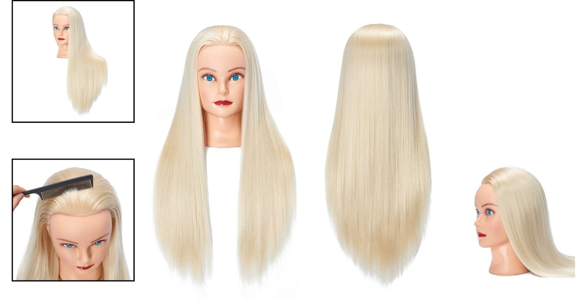 Cosmetology Training Mannequin Head with 26-28 Inch Straight Hair for Students