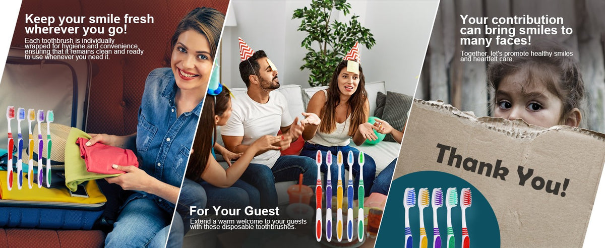 Bulk Pack of 50 Disposable Soft Bristle Toothbrushes for Travel & Hygiene