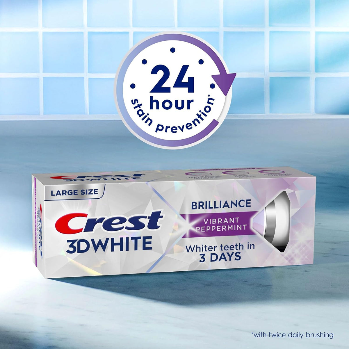 Whitening Toothpaste with Fluoride - Crest 3D White Brilliance Peppermint 4.6 oz