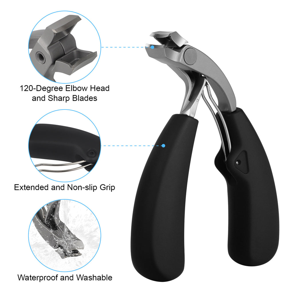 Professional Thick Nail Clipper with Curved Blade & Angled Head