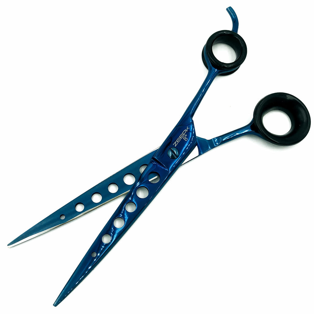 8-Inch Titanium Blue Hair Cutting Shears for Barbers - Made in Germany