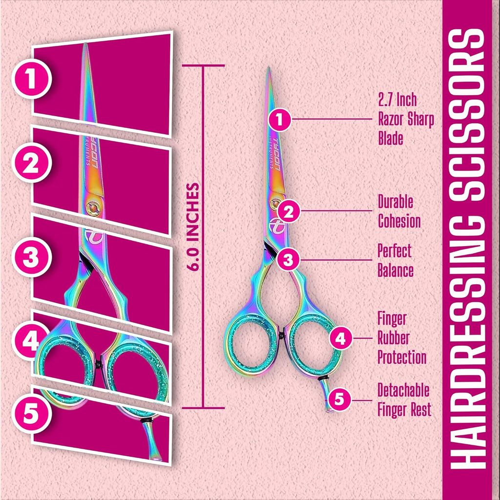 Professional 6-Inch Hair Cutting Scissors - Japanese Stainless Steel Razor Edge