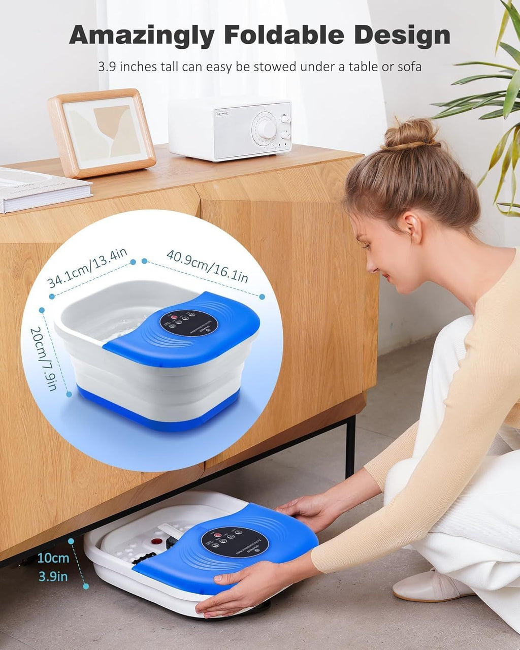 Foot Spa Bath Massager with Heat Bubble Jets Red Light Blue Light Relaxation