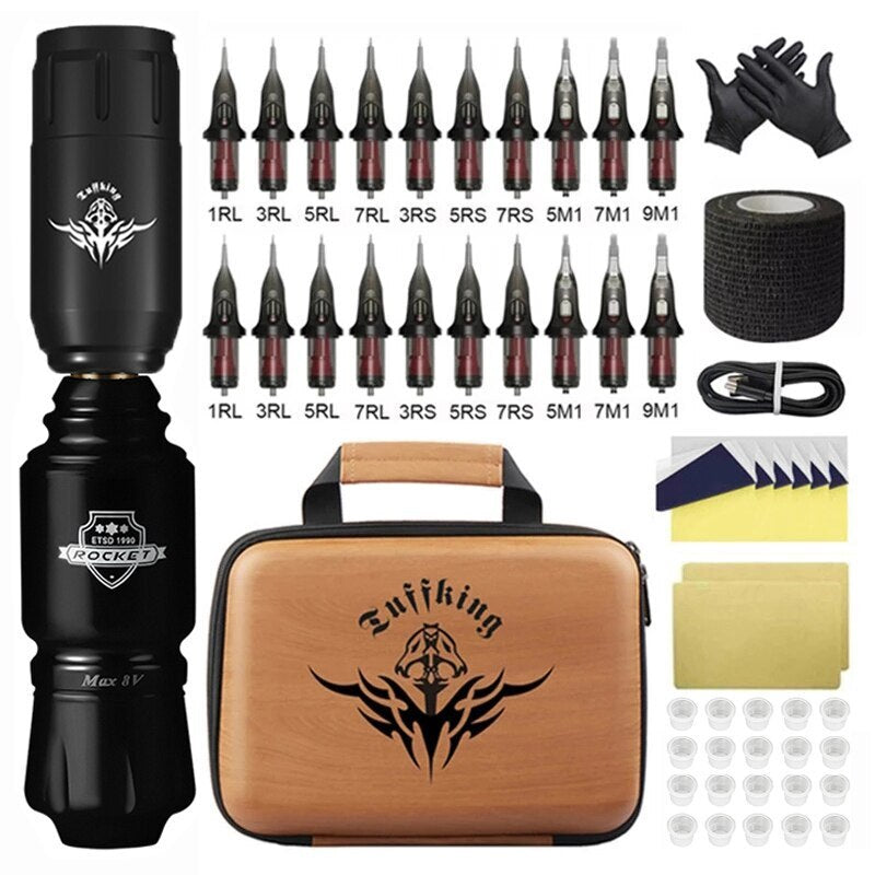 Wireless Tattoo Machine Kit with Power Supply for Beginners & Pros