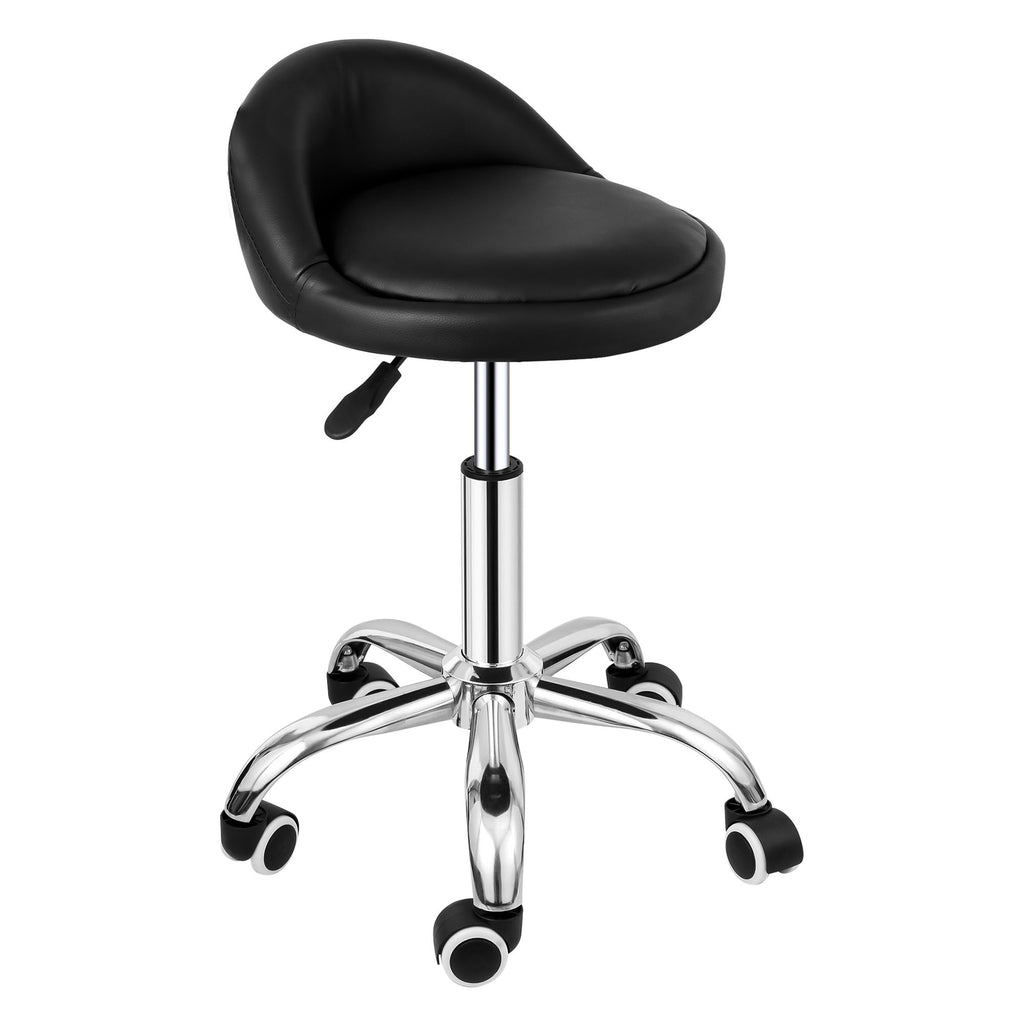 Adjustable Hydraulic Salon Stool Chair with Padded Back and Swivel Base