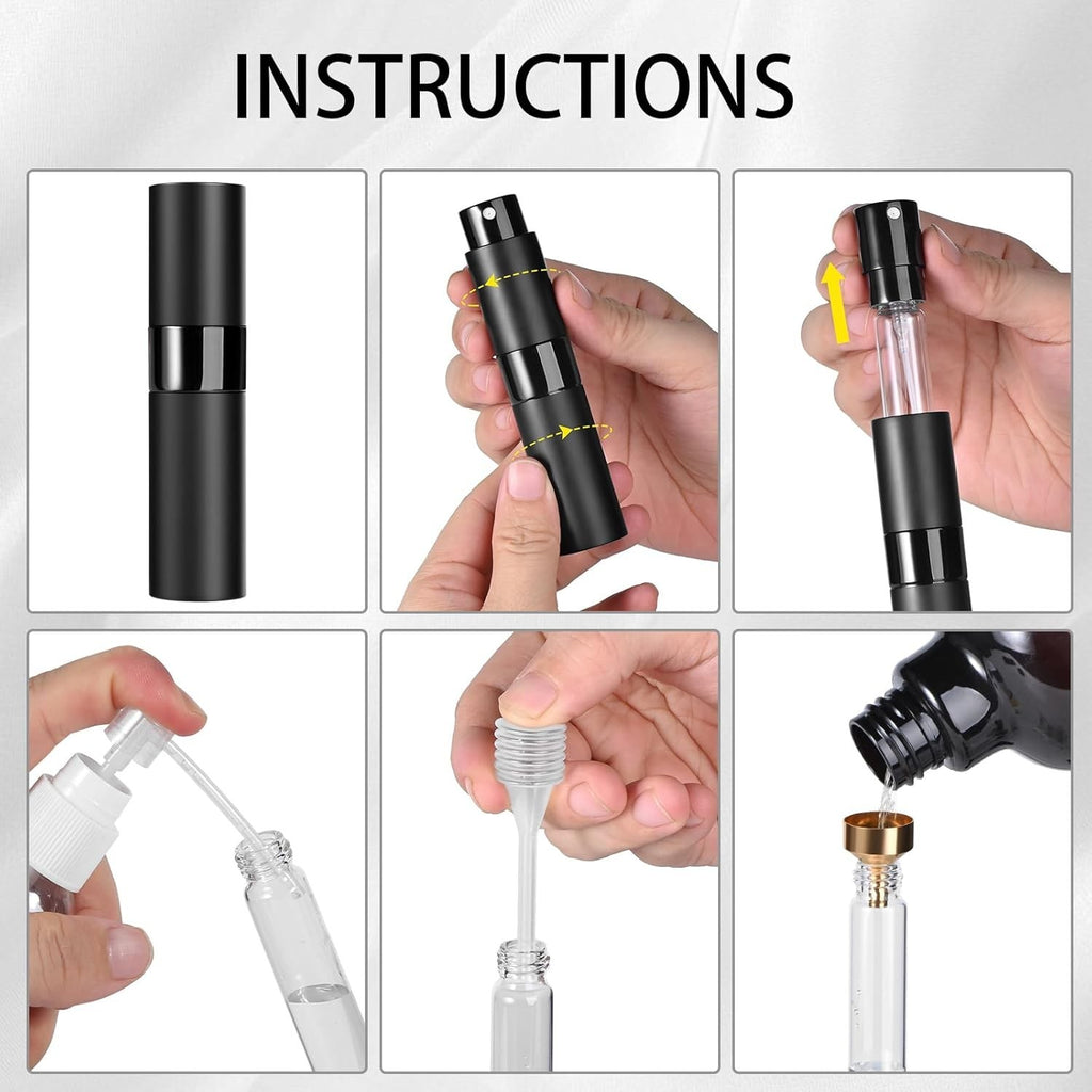 Refillable 8ml Travel Perfume Atomizer Set - Leak-Proof & TSA Approved