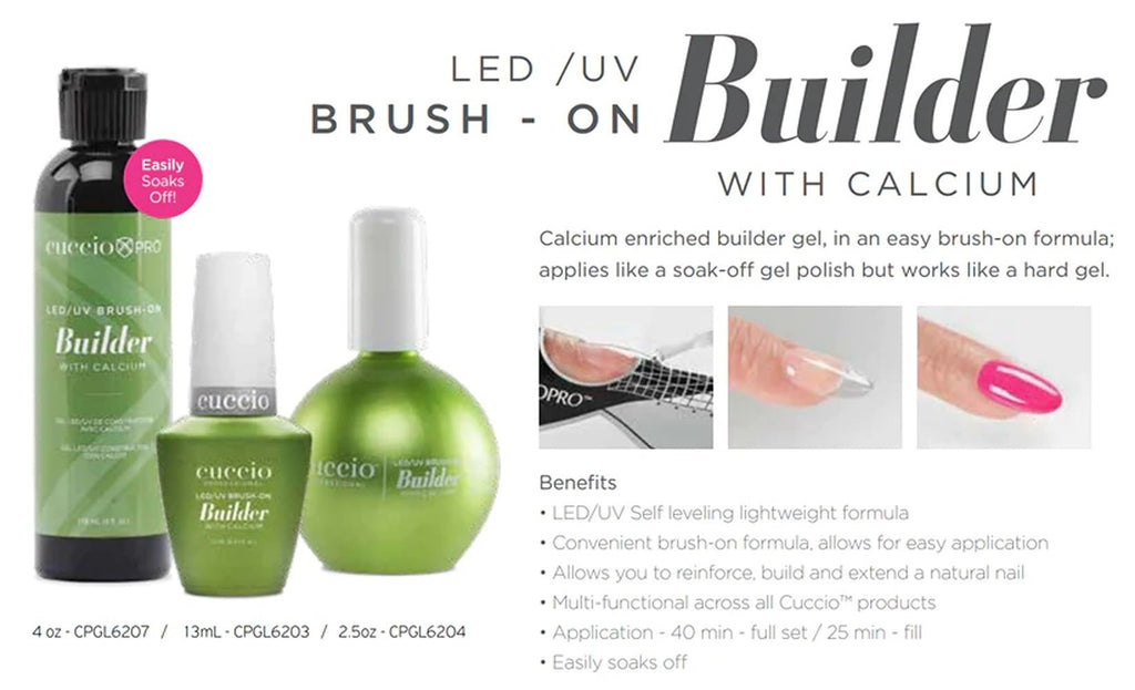 LED UV Brush-On Builder Gel with Calcium for Nails, Clear - 2.5 Fl Oz