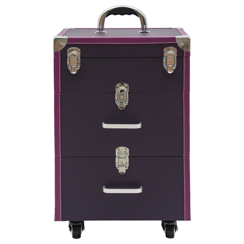 Large Capacity Nail Polish & Makeup Trolley Train Case with Wheels