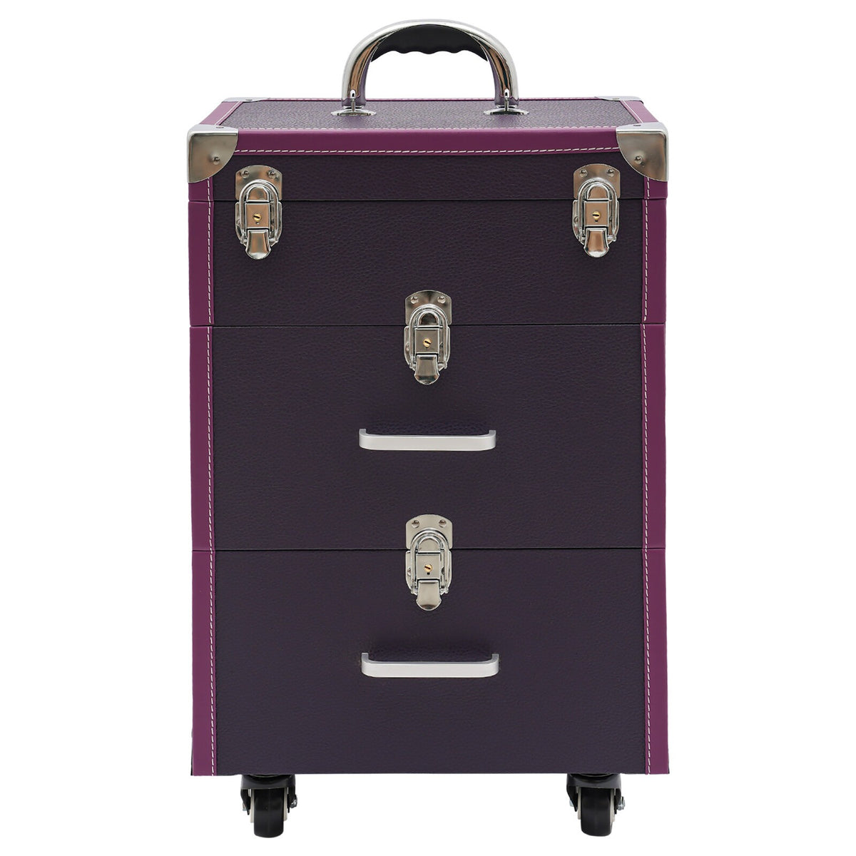 Large Capacity Nail Polish & Makeup Trolley Train Case with Wheels