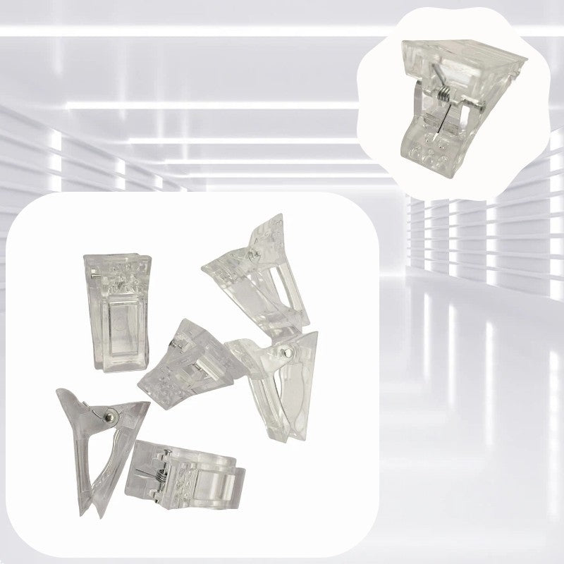 Crystal Nail Construction Fixation Clips 10-Pack - Reusable Transparent Nail Holders