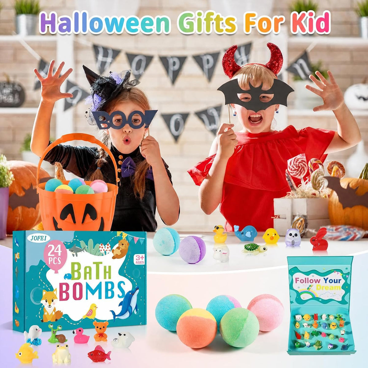 Kids Bath Bombs with Surprise Toys - 24 Pack Jungle & Sea Animal Fizzies
