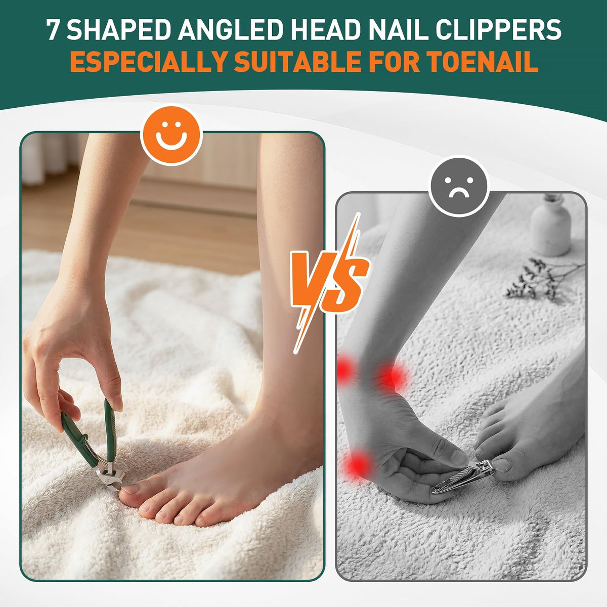 Senior Nail Clippers Set with Upgraded Angled Head & Thick Nail Cutter