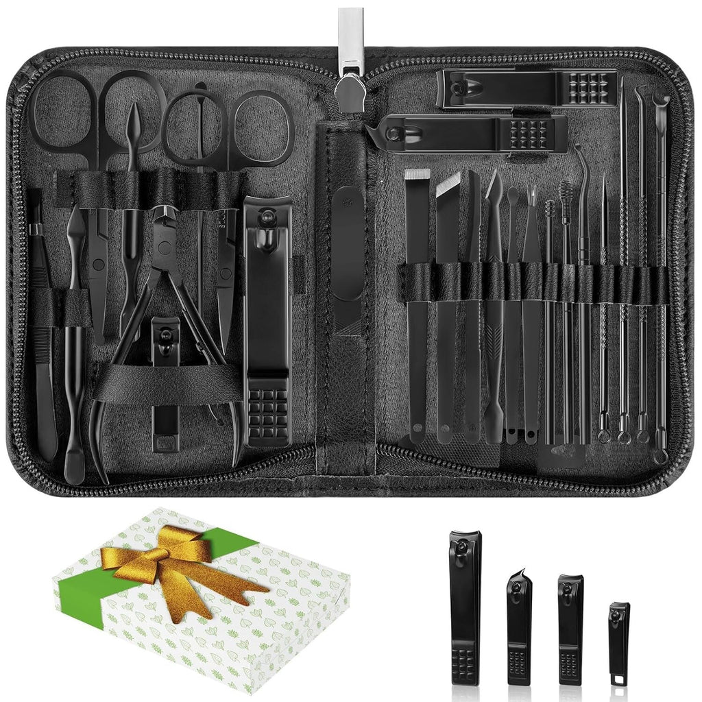 Professional Manicure & Pedicure Kit with 26 Nail Care Tools - Portable Stainless Steel Set