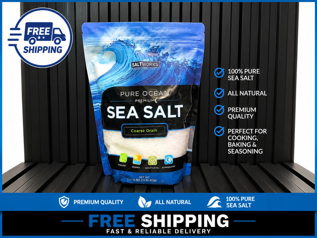 Coarse Grain Sea Salt 5 lb Bag - Natural Ocean Salt for Cooking & Grilling