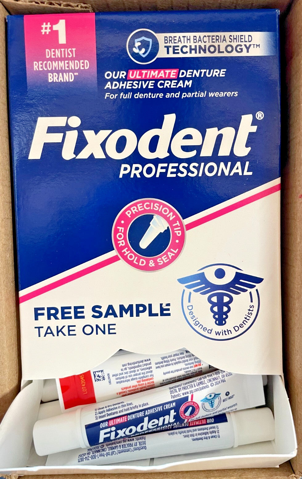 Denture Adhesive Cream 0.35 oz - 50 Tubes Pack for Secure Fit