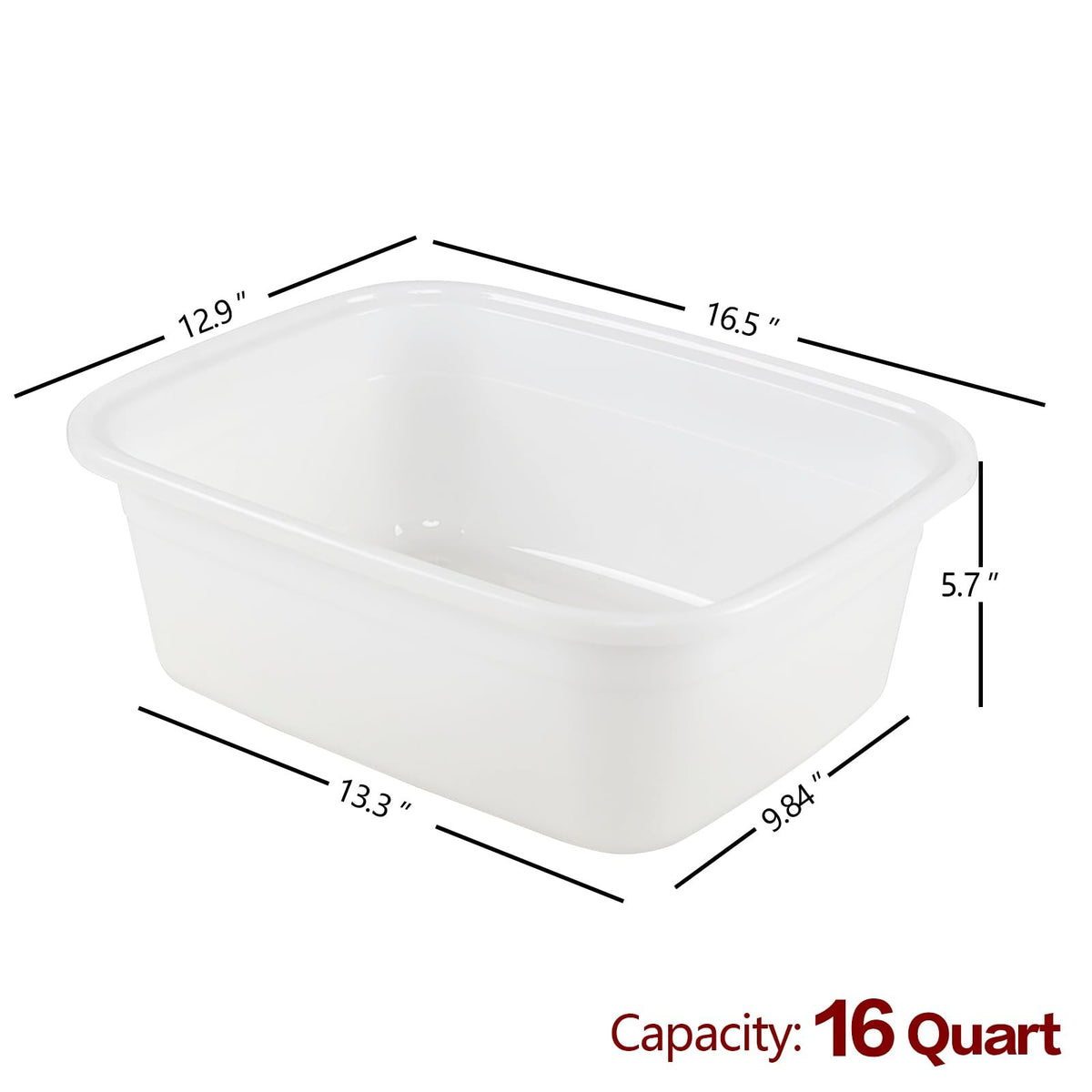 16 Quart Plastic Wash Basin Dish Pan - 3 Pack Kitchen Sink Tubs