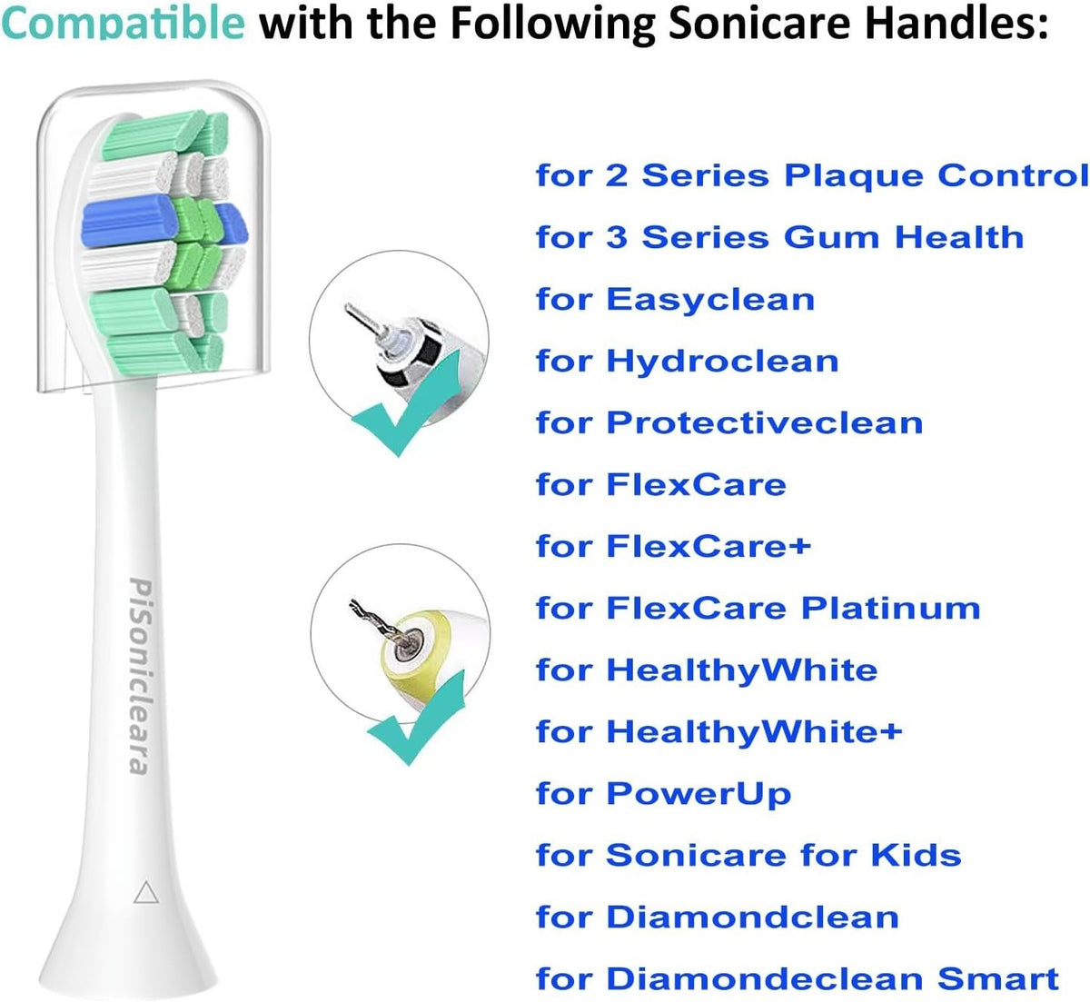 Replacement Toothbrush Heads 10 Pack - Compatible with Philips Sonicare
