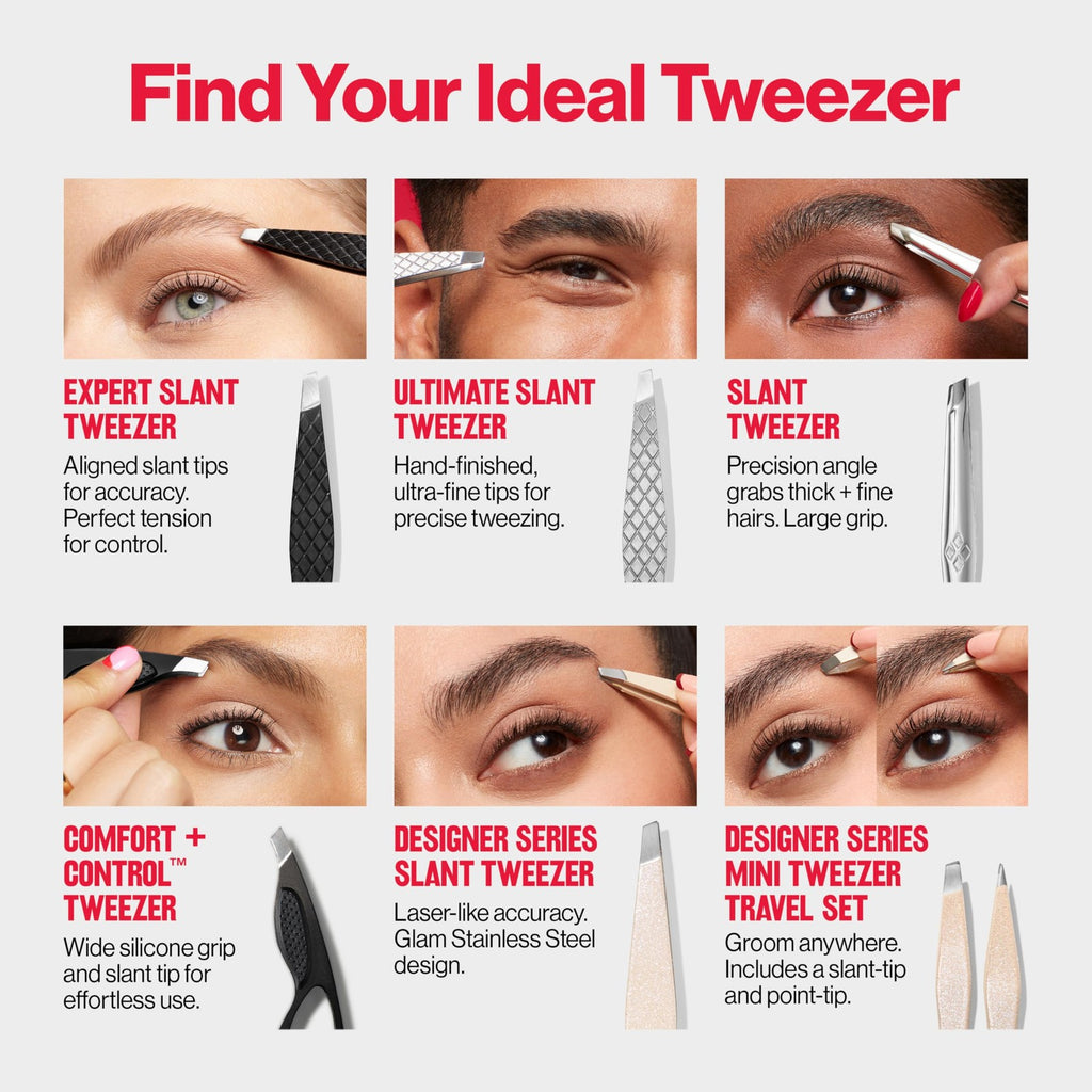 Revlon Mini Travel Tweezers Set - Slant & Point Tips for Precise Hair Removal