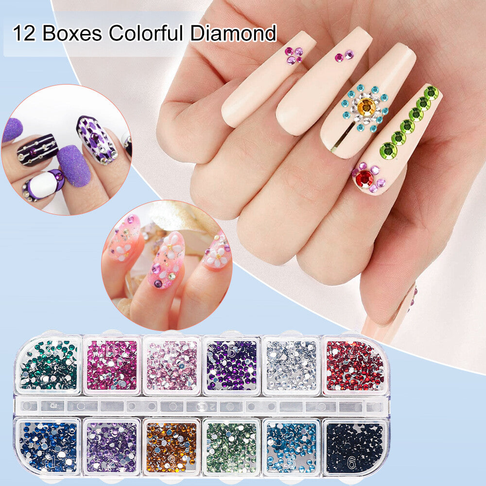 Nail Art Decorations Kit with Dotting Tools & Brushes for DIY Manicure