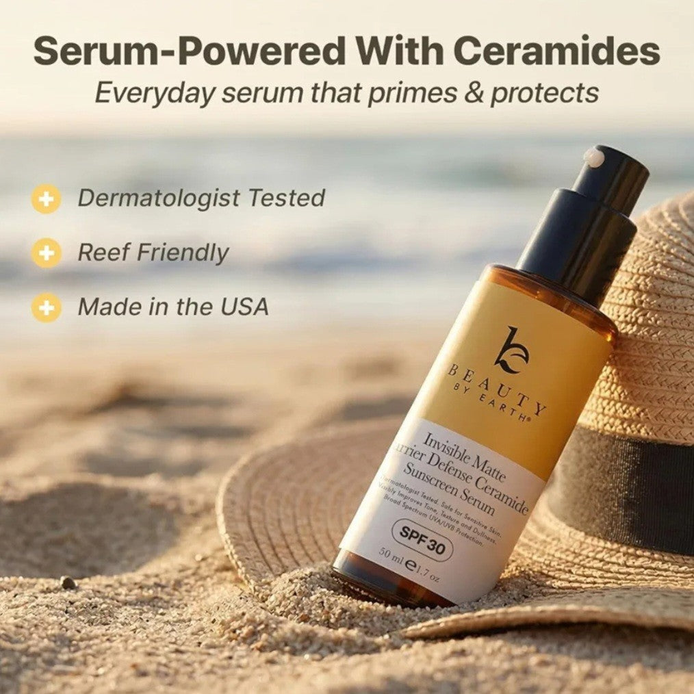SPF 30 Mineral Sunscreen Serum with Matte Finish & Ceramides - Invisible, Water-Resistant, Non-Nano Zinc Oxide