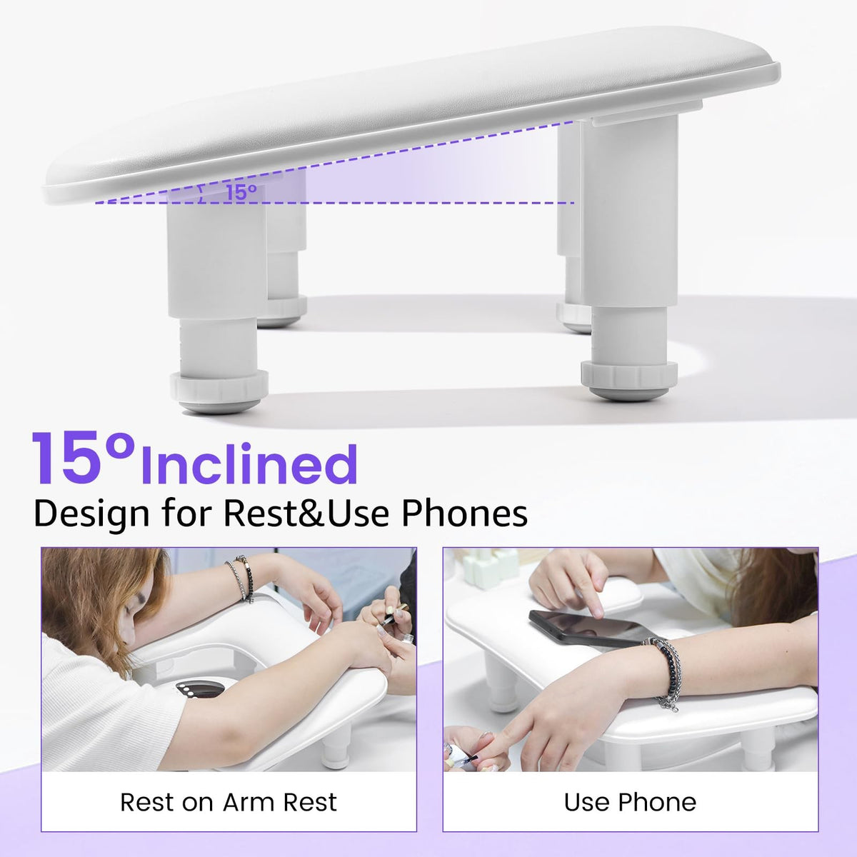 Adjustable U-Shaped Manicure Arm Rest for Nail Techs - Microfiber Support Stand
