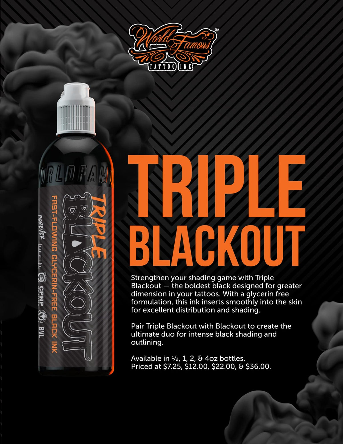 Triple Blackout Tattoo Ink - Dark & Bold Black Shade, 1 oz