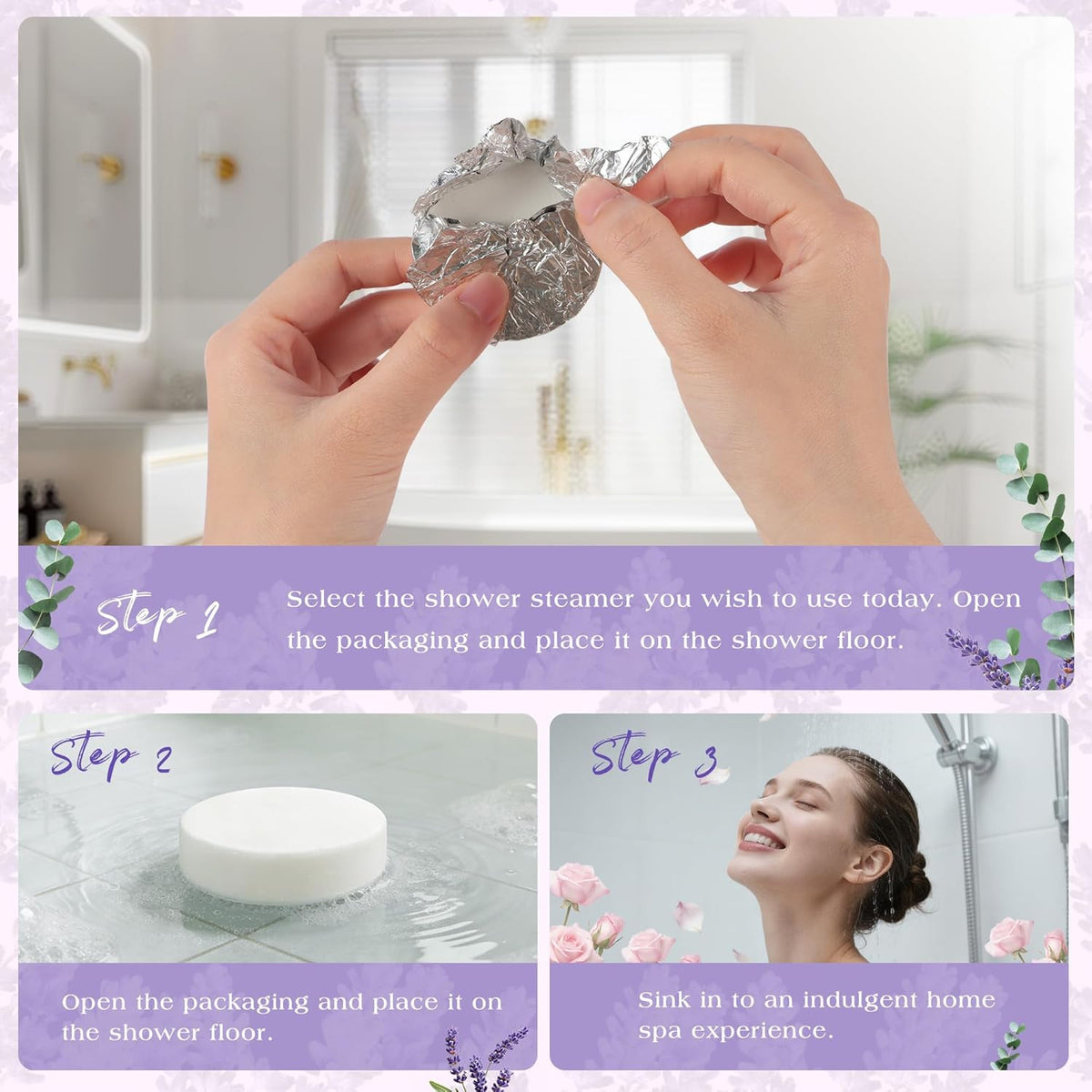 Aromatherapy Shower Steamers Set - 10 Natural Relaxation Bath Fizzers for Stress Relief