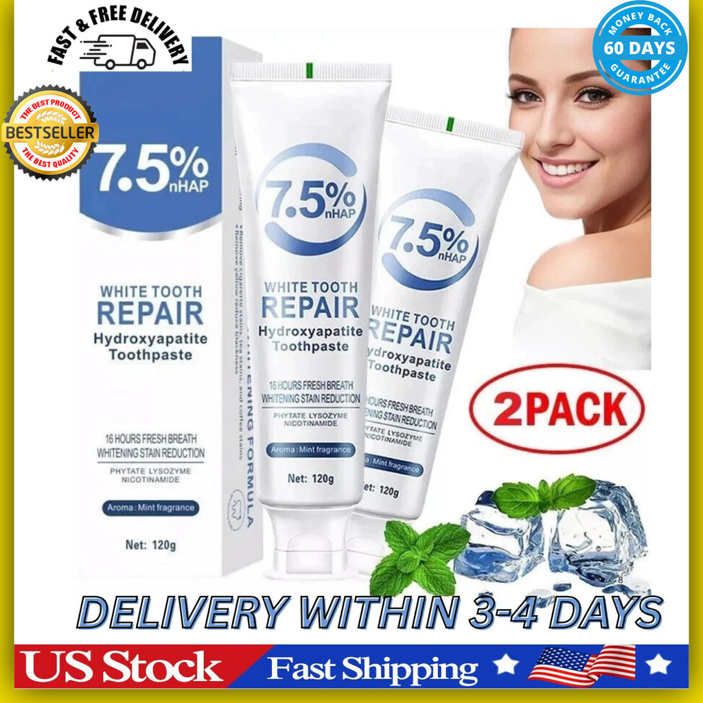 Hydroxyapatite Toothpaste Natural Whitening Enamel Repair Fluoride-Free 4oz