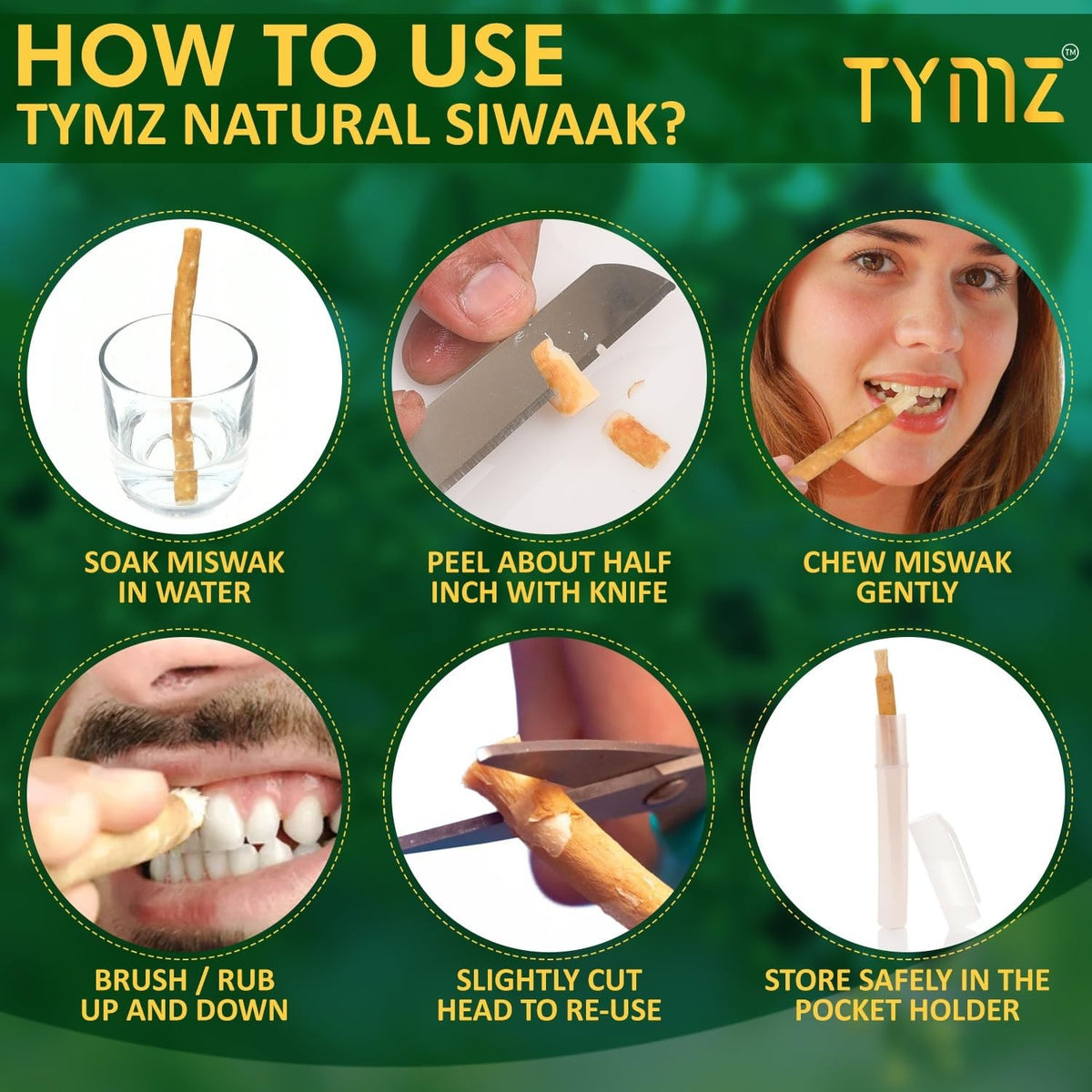 Natural Miswak Teeth Sticks Pack of 6 – Eco-Friendly Traditional Oral Care