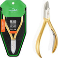 Nghia Hard Steel Cuticle Nipper M.555 Full Jaw Pack of 5 - Gold Plated, Ultra Sharp