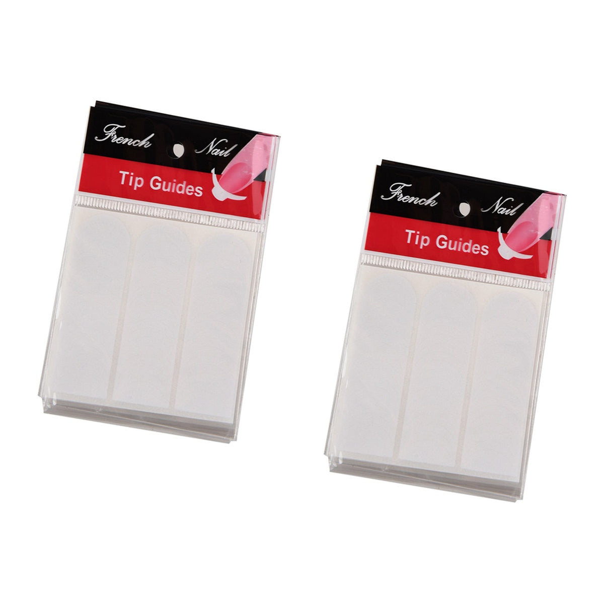 12 Pack French Manicure Nail Tip Guides Stickers - White Plastic, Rounded Edges